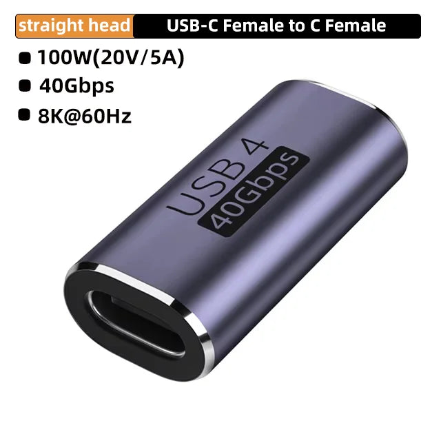 USB4.0 40Gbps OTG Type C 90 Degree Adapter 100W 5A USB C to Type C Fast Charging Converter USB C Data Adapter For Macbook 8K60HZ Pi-Mart