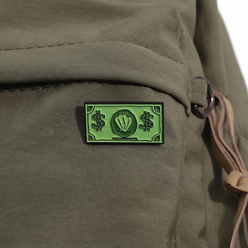 Green USD Symbol Enamel Pin Custom Wealth Money Cartoon Cute Anime Currency Brooches Lapel Badges Jewelry Kid Fans Gift Pi-Mart
