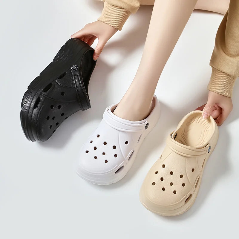 Women's Fashion Platform Sandals Summer 2025 Thick Sole Soft Eva Clogs Garden Shoes for Women Hollow Out Non Slip Beach Sandals Pi-Mart