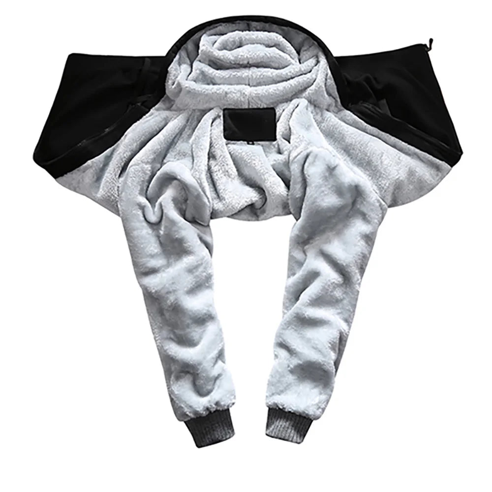Winter Jacket Men Warm Coat Thick Fleece Male Zipper Hooded Jackets Casual Hooded Sportswear Outerwear Long Sleeves Sports Hoody Pi-Mart
