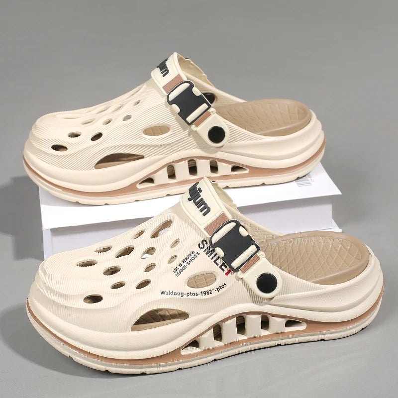 2026 New Men's Holes oes Summer Thi Bot Anti-Slip Driving Beach Slippers Spor Casual EVA Injection Moulding Footwear Pi-Mart