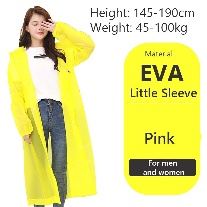 Raincoat Women Men Impermeable Thickened Waterproof Raincoat Tourism Outdoor Hiking Rain Poncho Raincoat Hooded Rain Coat Pi-Mart