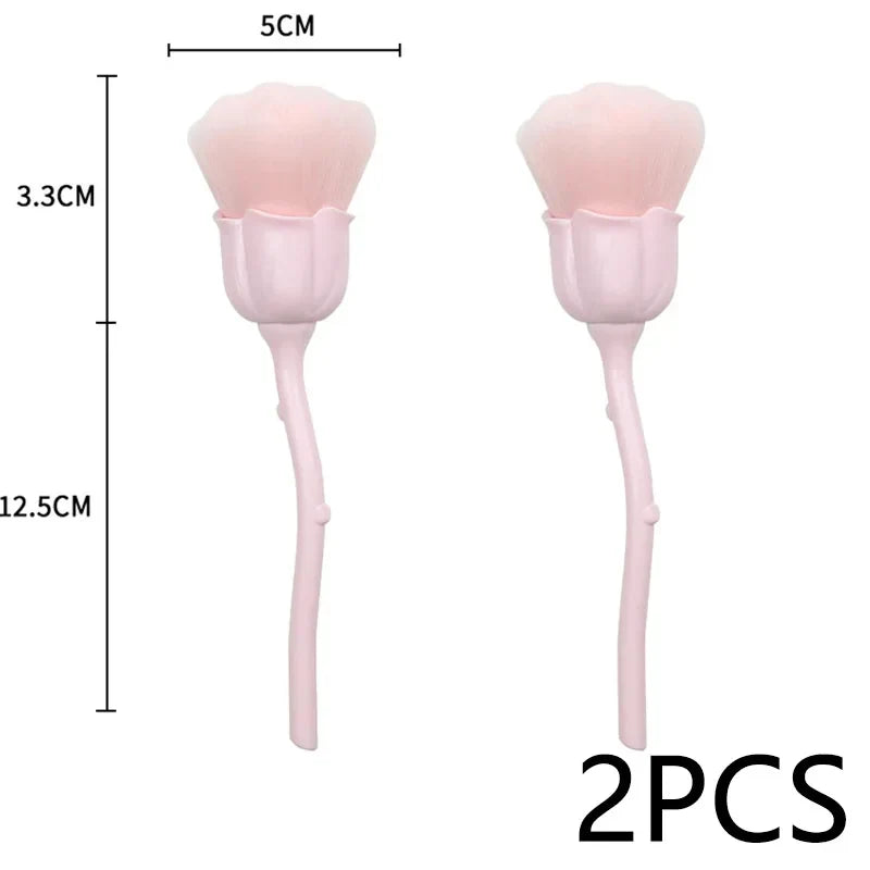 Flower Nail Brush for Manicure Gold Rose Shape Nail Art Brushes Round Small UV Gel Polish Powder Cleaning Tools Nail Accesories Tri Light Beauty