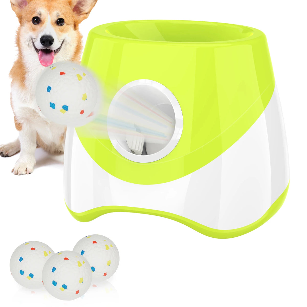 Mini Automatic Dog Ball Launcher 3m/6m/9m,USB Charging Interactive Pet Toy with 3 Tennis Balls for Puppy Indoor Outdoor Exercise Pi-Mart