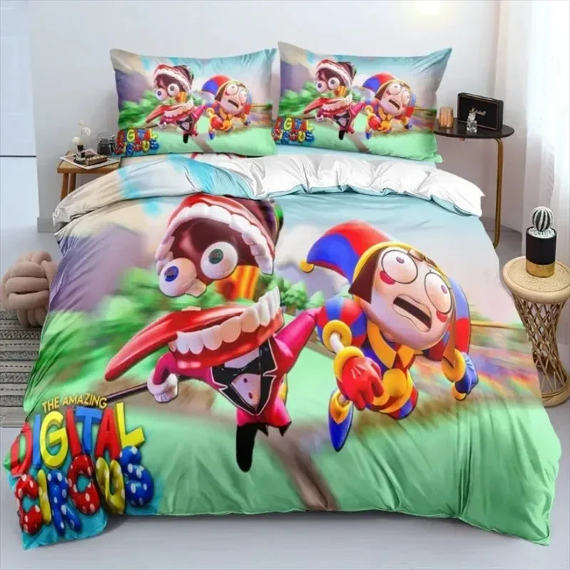 THE AMAZING DIGITAL CIRCUS Cartoon Bedding Set Double Twin King Duvet Cover Comforter Pillowcase Boys Girls Adults Bedroom Pi-Mart