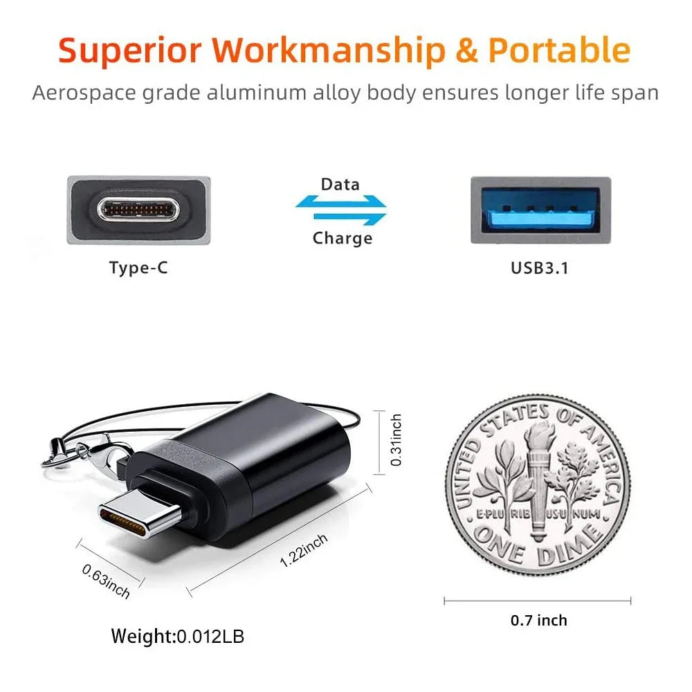 2PCS USB 3.0 To Type C OTG Charger Adapter Connector Type-C to USB Male To Type-c Adapt Converter for PC MacBook Car USB ipad Pi-Mart