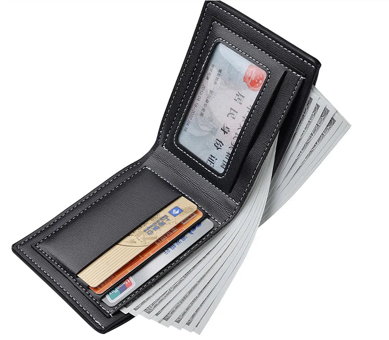 Pu Leather Men Short Wallet Thin Style Folding Young Men Credit Card Holder Wallet Pi-Mart