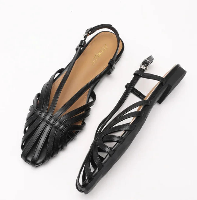 Women Plus Size Flat Gladiator Sandals Summer Sexy Luxury Gold Narrow Band Hollow Out Designer Brand Party Dress Shoes Sandalias LadyShow.Store