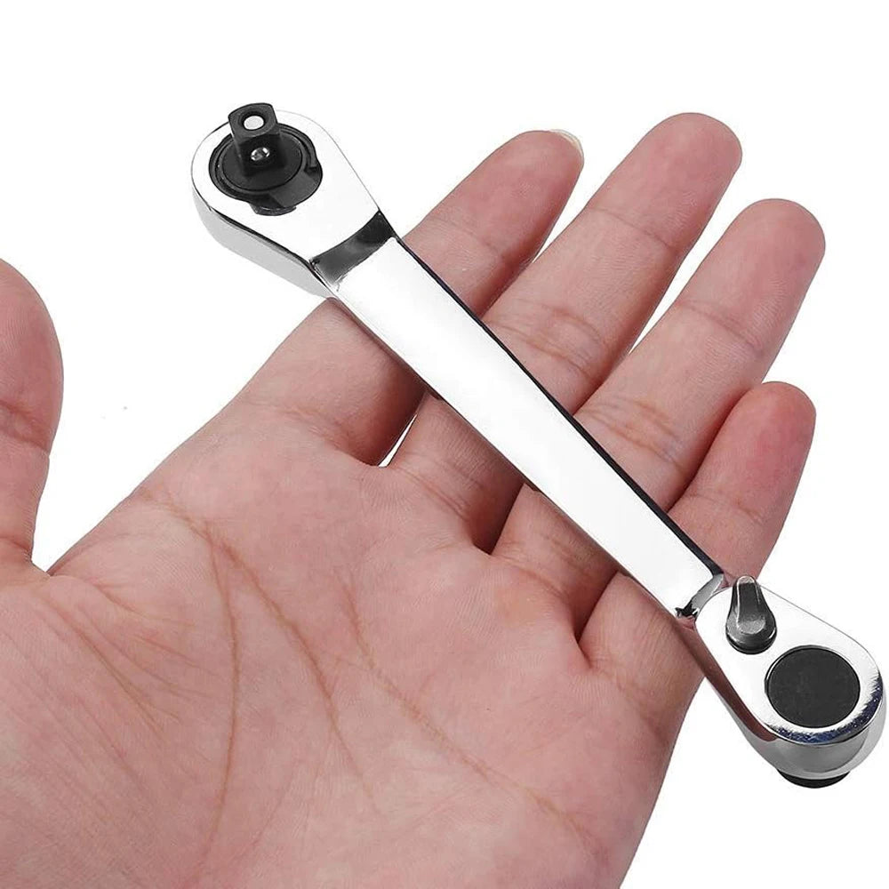 Mini Double Headed Ratchet Wrench 1/4 Inch Drive Socket Screwdriver Bit Driver Quick Release Ratchet Wrench Hand Tools Pi-Mart