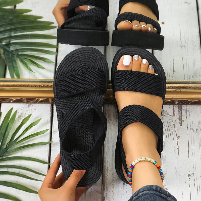 Big Size Minimalist Slingback Wedge Sandals For Women Outdoor Summer Platform Shoes Light Weight Soft EVA Female Leisure Sandals Pi-Mart