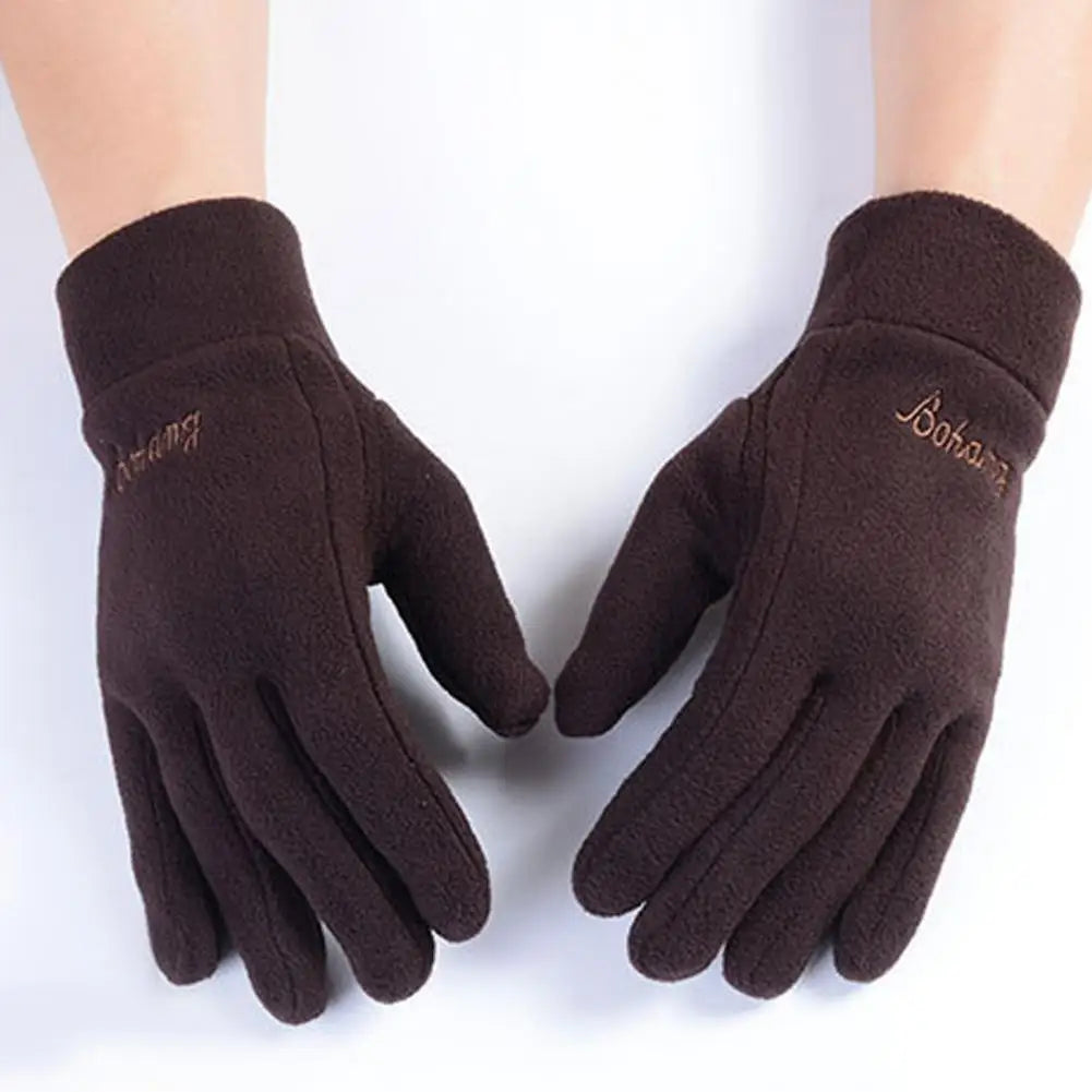 1 Pair Winter Polar Fleece Gloves Men Women Warm Outdoor Cycling Driving Gloves Windproof Non-Slip Soft Thickened Male Gloves Pi-Mart