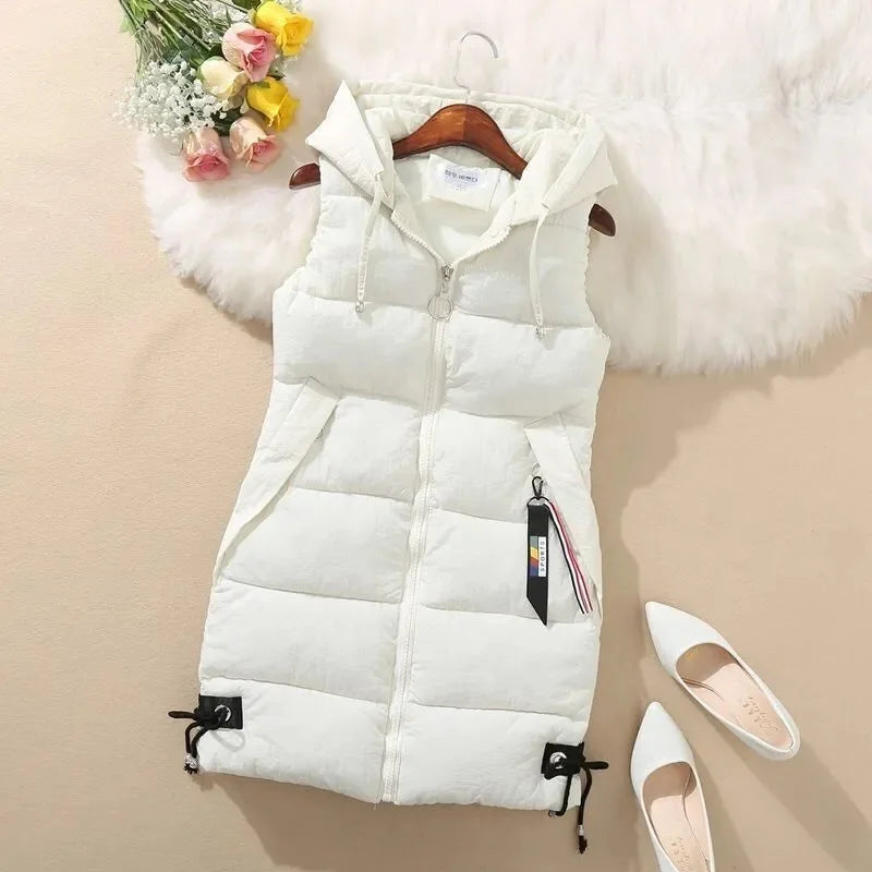 2023 New Autumn Women Vest Winter Puffer Parkas Coat Casual Pocket Hooded Waistcoat Female Sleeveless Jacket  Outerwear LadyShow.Store