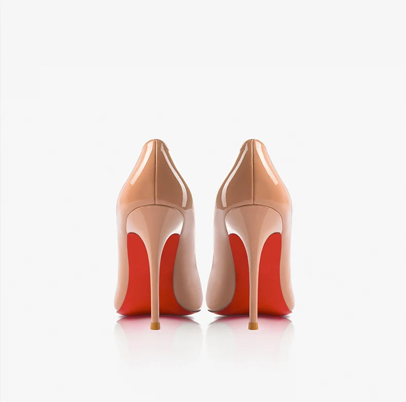 Women Heels Naked Color Women's Elegant High Heel Luxury Black Shoes Woman 2026 Red Shiny Bottoms Pointed Toe Party Ladies Women Pi-Mart