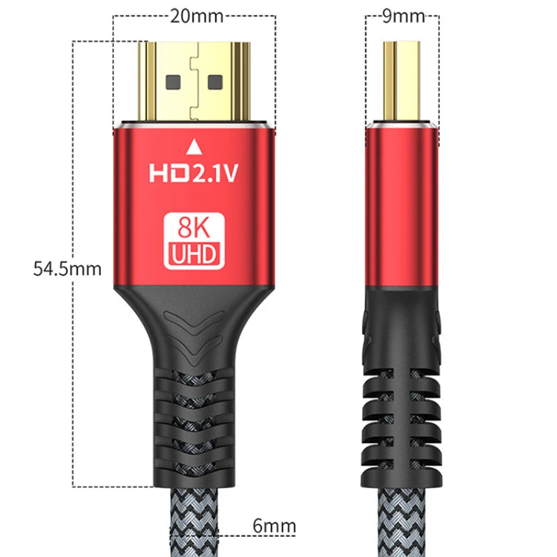 8K HDMI2.1 Cable High Speed HDMI 8K Cable 60HZ 2.1V 4K 144HZ 3D TV Computer Monitor Projector PS Game Console Audio And Video Pi-Mart