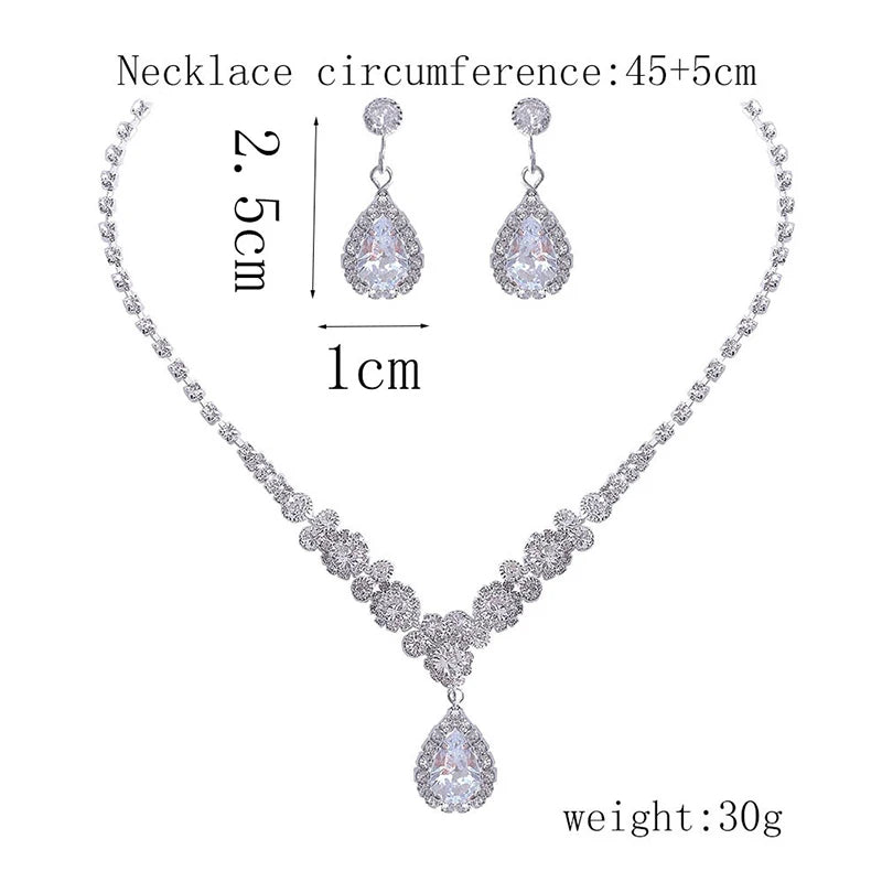 Women's Necklace Earrings Set Zircon Dangle Earrings Set Exquisite Wedding Party Jewelry Set for Anniversary Mother's Day Gift Pi-Mart