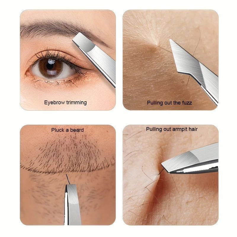 Ouriner Eyebrow Tweezers Set 4 Pcs Stainless Steel Eyebrow Forceps Professional Beauty Tool Set For Facial Hair Inward Growing LadyShow.Store