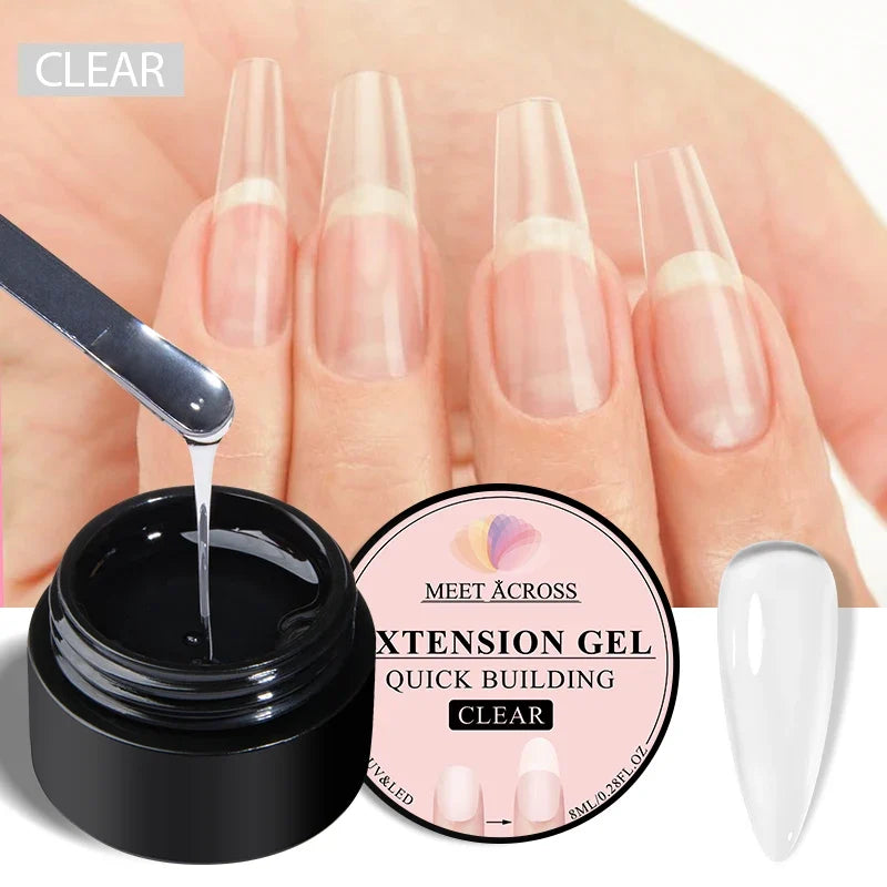 8ml Nude Pink White Quick Extension Gel Nail Polish Vernis Semi Permanent UV Construction Gel For Nail Extensions Nail Supplies Tri Light Beauty