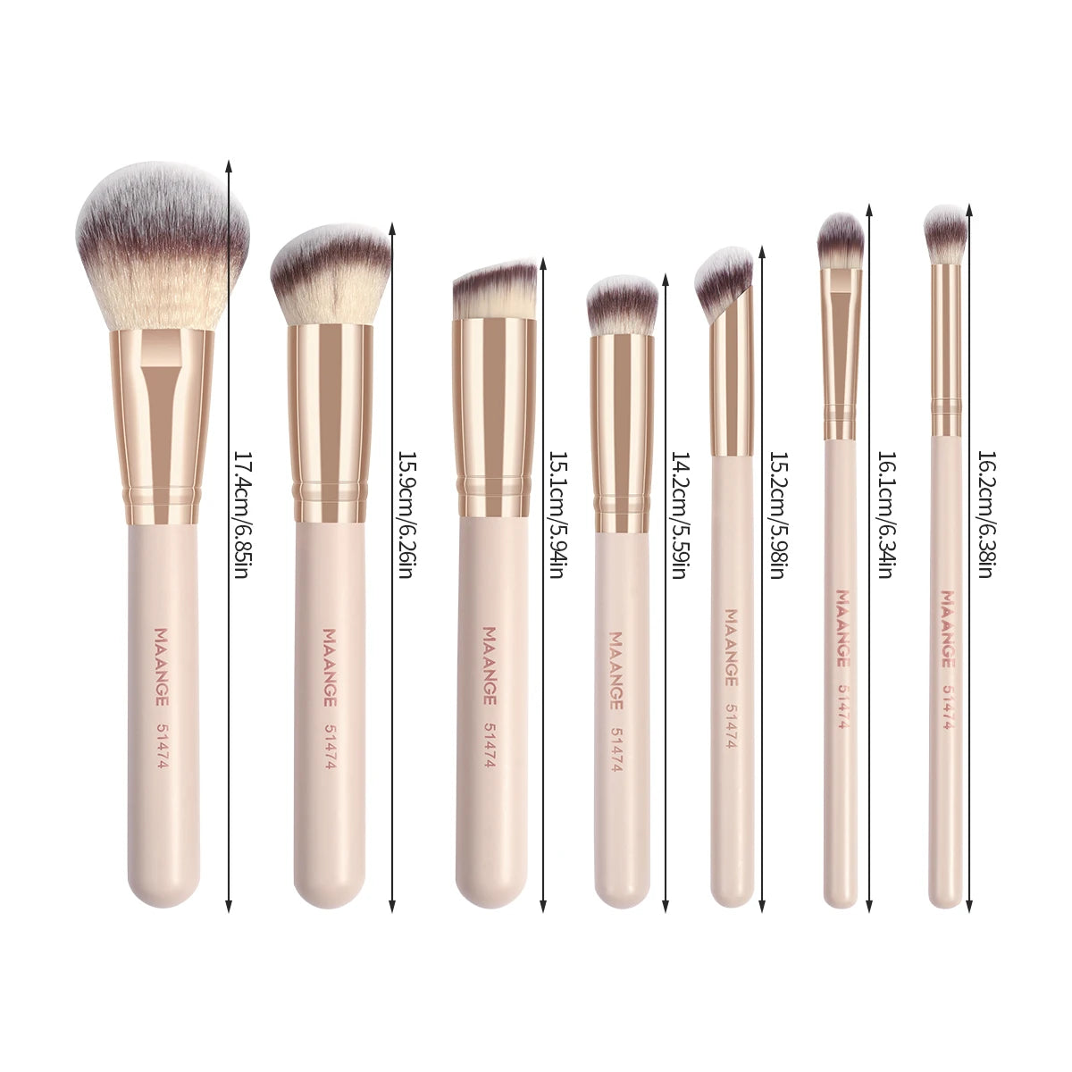 MAANGE 7pcs/set Makeup Brushes for Cosmetic Foundation Powder Concealer Blush Brush Blending Soft Bristles Beauty Tools Pi-Mart