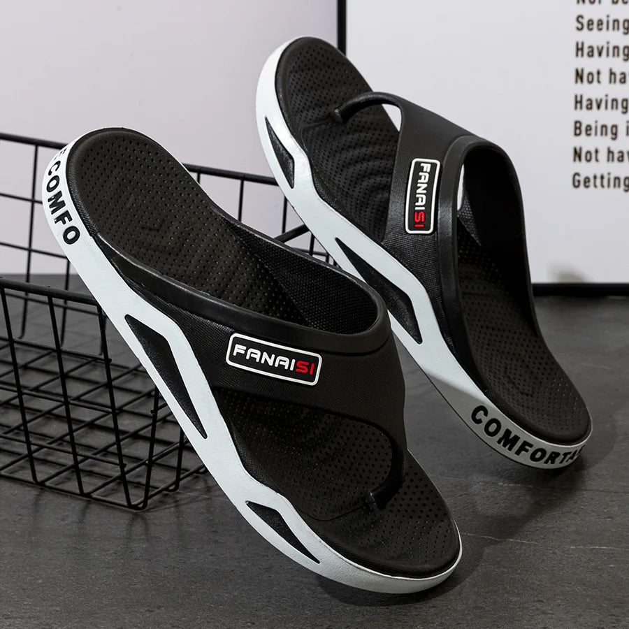 Fashion Men's Slippers Summer Outdoor Flip Flops Non-slip Indoor Bathroom Couple Leisure Beach Shoes Sandals Pi-Mart