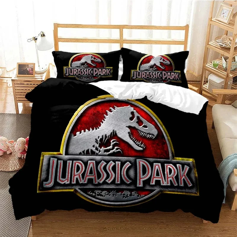 Jurassic Park Bedding Set Cartoon Kids Duvet Cover Set Pillowcase Queen King Double Bed Home Dropshipping King Size Bedding Set Pi-Mart