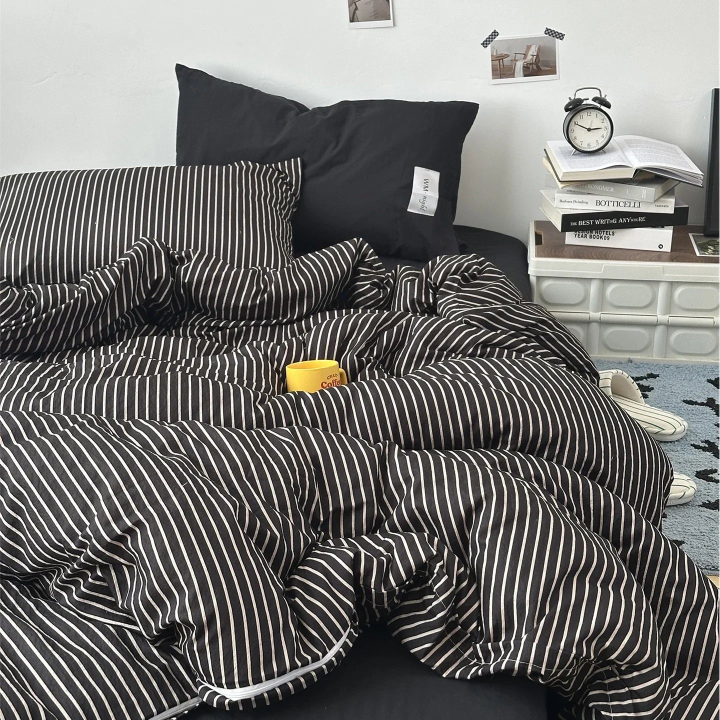 Stripe Bedding Comforter Set with Pillowcase bed sheet Single Full Size Bed Linen Duvet Cover Set Queen/King Double Single Bed LadyShow.Store