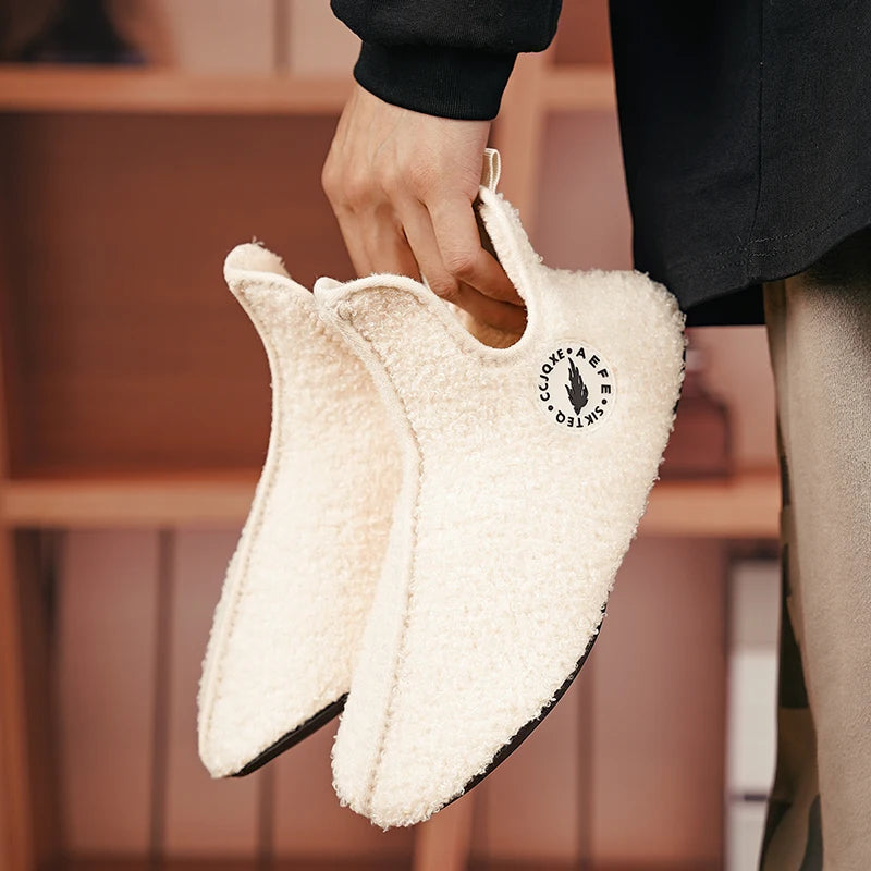New Men Winter Slippers High Quality Light Weight Disign Shoes Fashion Women Plush Slipper Warm Slip on Casual Shoe for Couples Pi-Mart