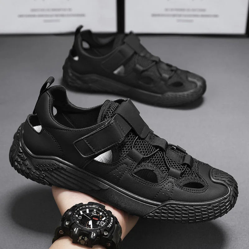 Large Size Sandals for Men, 2026 New Style, Trendy, Versatile, Casual Sports Sandals, Soft-Soled Hollow Beach Shoes for Men Pi-Mart