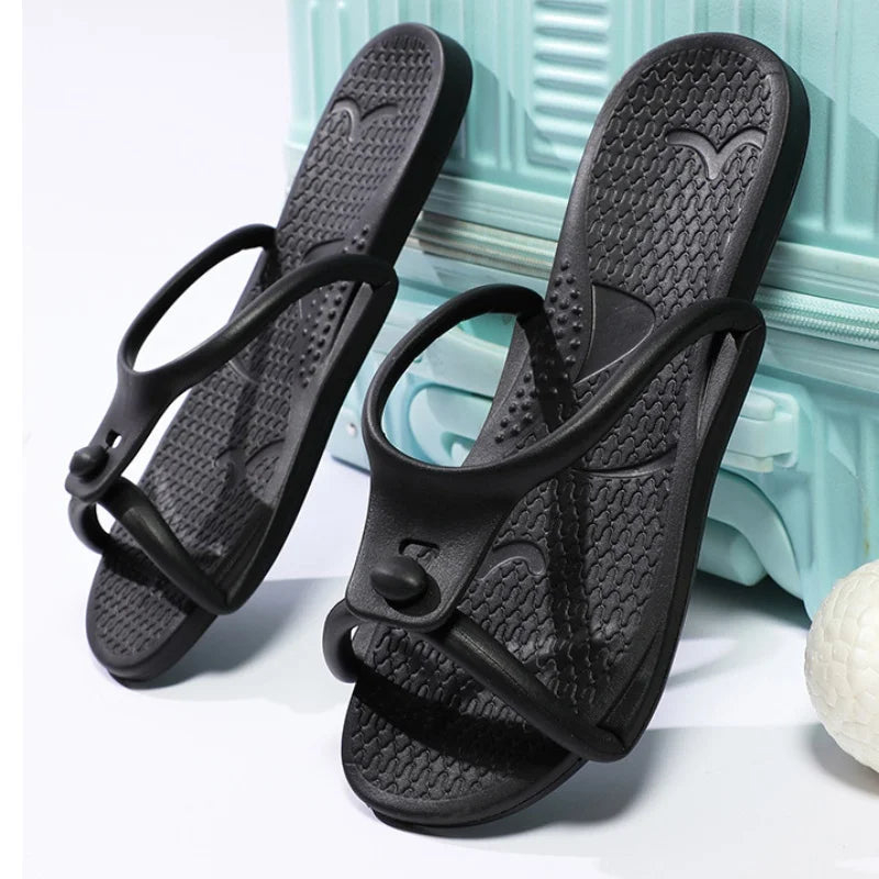 2024 Summer Women Folding Slippers Adults Portable Trip Travel Sandals Couples Indoor Soft Slides Men Beach Non-slip EVA Shoes LadyShow.Store