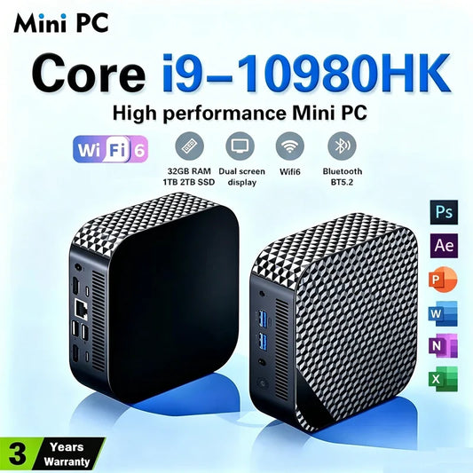 Compact Mini Gaming PC Intel i9 10980HK 16GB 32GB RAM 1TB 2TB SSD 4K HD Home Office Desktop Device Pi-Mart