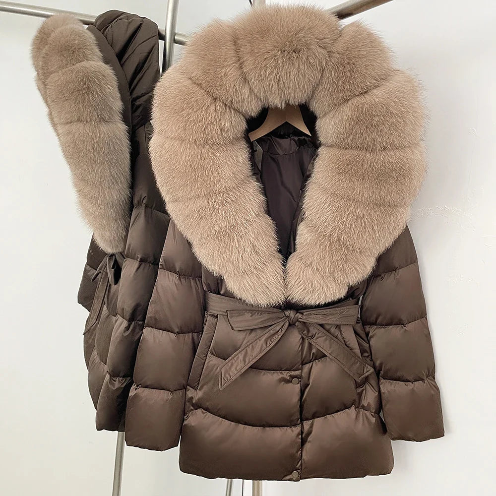 Natural Fur Collar Down Jacket Women Winter 2026 High Quality Duck Down Puffer Parka Windproof Warm Down Coat Outerwear New LadyShow.Store