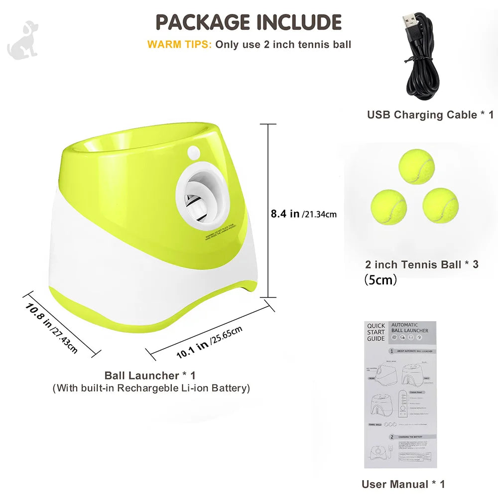 Mini Automatic Dog Ball Launcher 3m/6m/9m,USB Charging Interactive Pet Toy with 3 Tennis Balls for Puppy Indoor Outdoor Exercise Pi-Mart