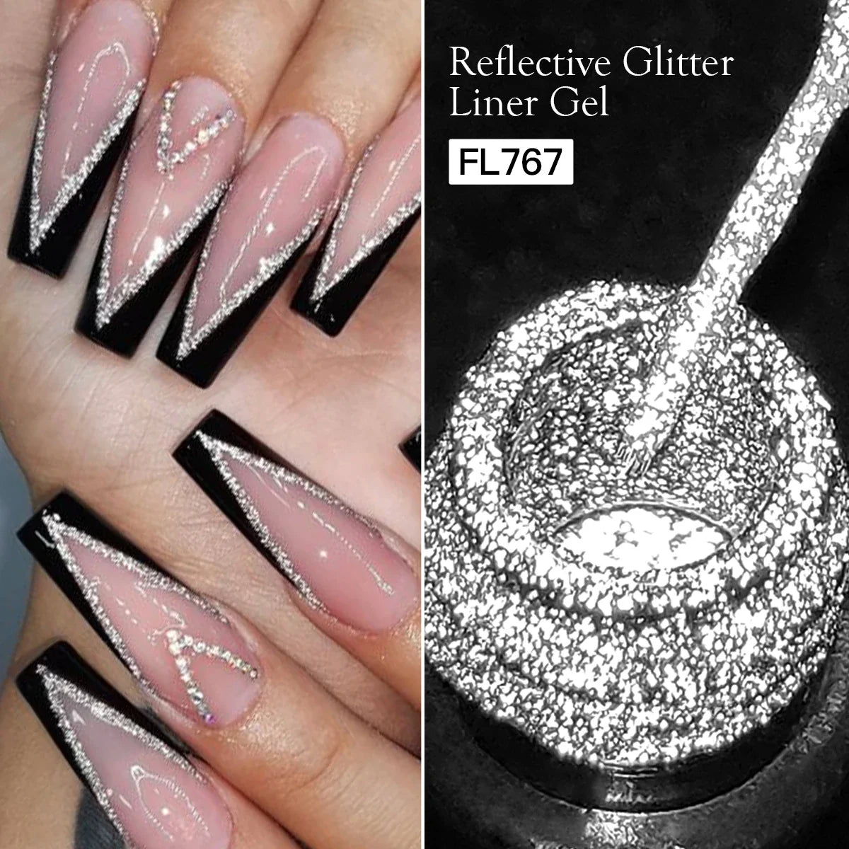 FOUR LILY 5ml Reflective Glitter Liner Nail Gel Polish Gold Silver Red Sparkling Nail Supplies UV/LED Varnish Painting Gel Tri Light Beauty