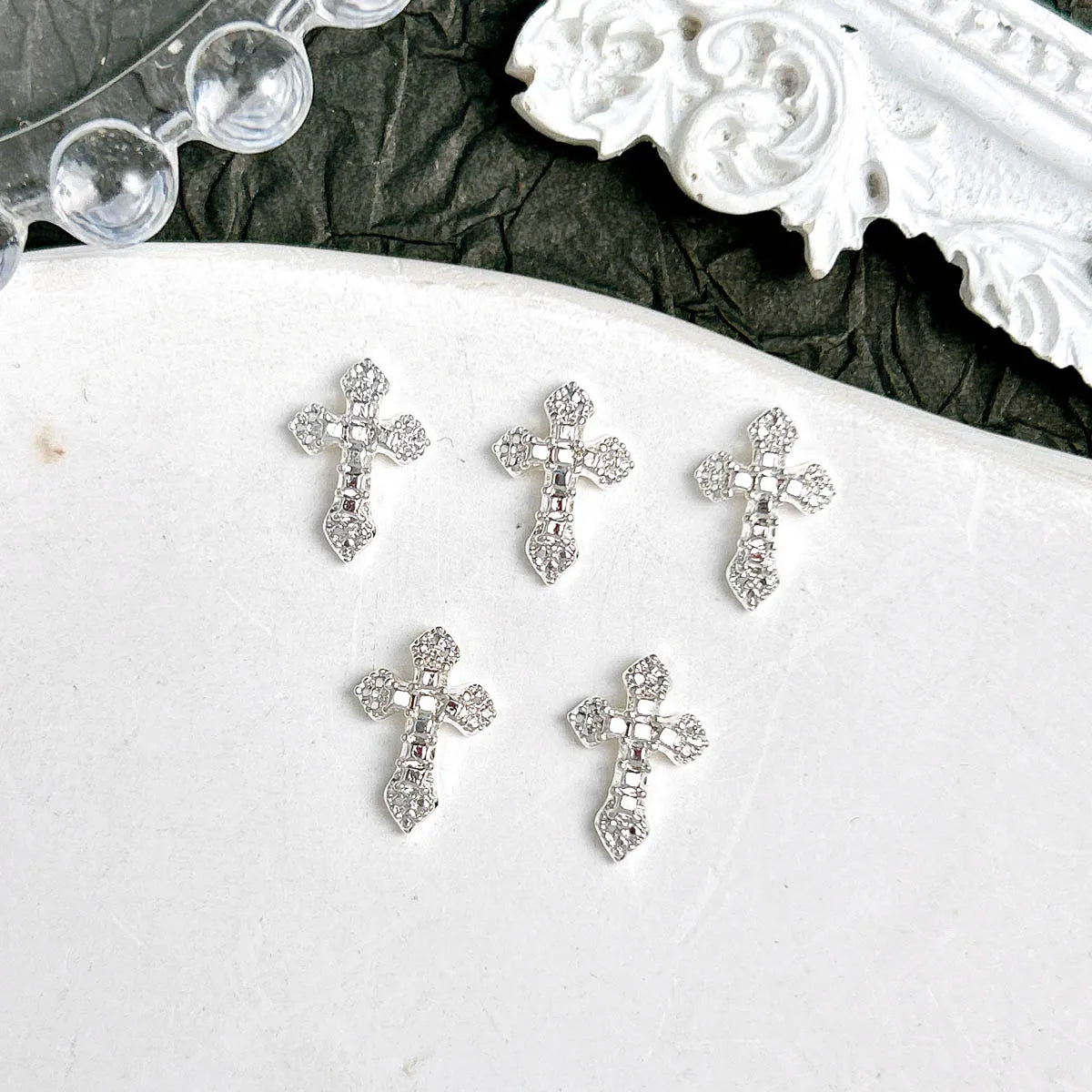 20PCS 3D Light Luxury Classic Cross Nail Charms Creative Exquisite Retro Alloy Cross Nail Art Decorations for DIY Cool Manicure Pi-Mart
