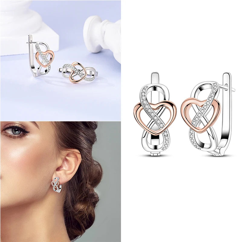 Genuine 925 Sterling Silver Love Feather Earrings Fit Original Charms Hoop For Women Girls Stud Earring Fine Jewelry Gifts Pi-Mart