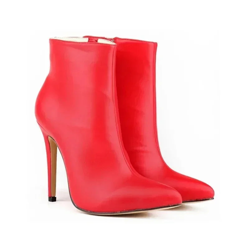 Women Short Boots Pumps Sexy Pointed Toe Side Zipper Super High Heels Stiletto 2026 Female Party Ankle Boot Shoes Botas De Mujer Pi-Mart