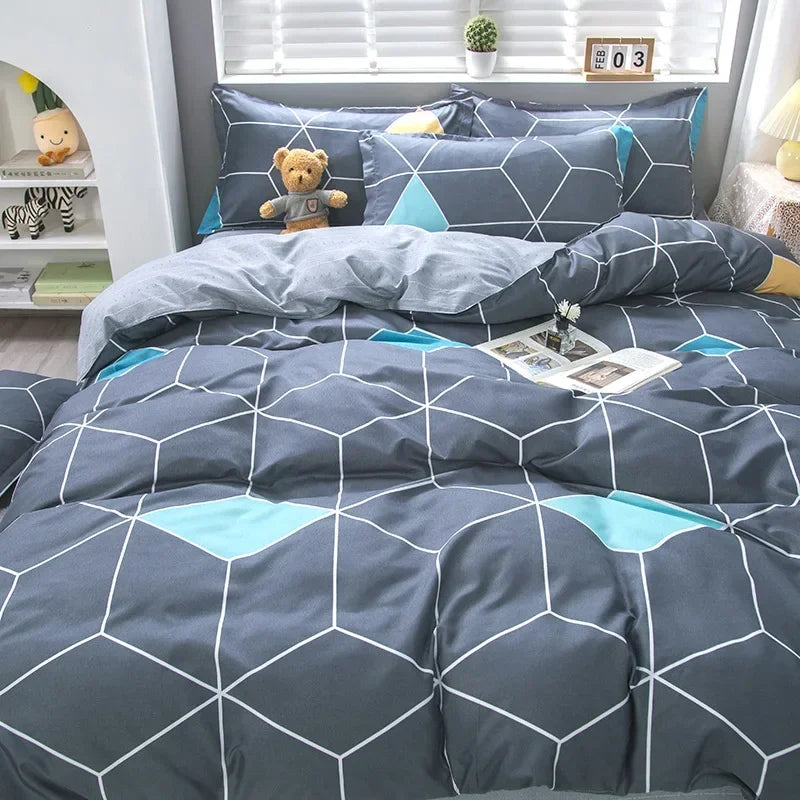 Lovely Cartoon King Size Duvet Cover Set 220x240 Skin Friendly Double Bed Quilt Cover Blanket Comforter Cover and Pillowcase Pi-Mart