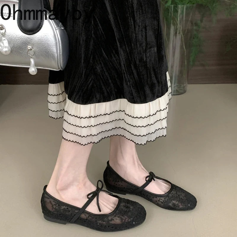 2026 Spring Lace Women Mary Jane Shoes Fashion Slip On Comfort Street Style Soft Sole Female Dress Flats Shoes LadyShow.Store