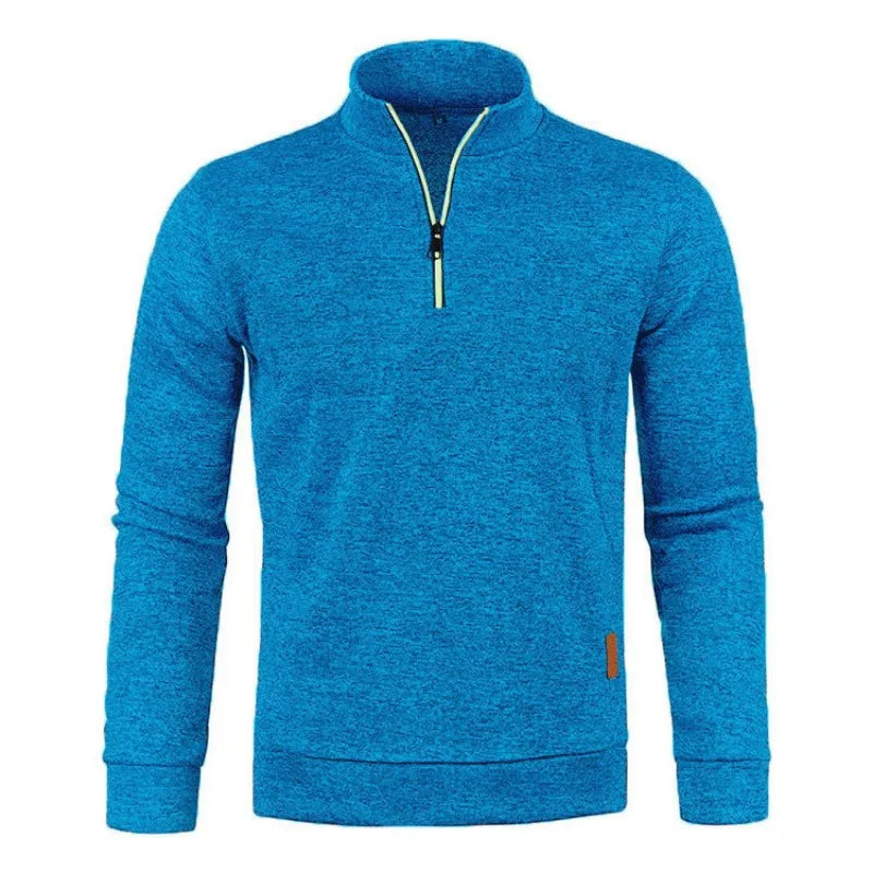 Autumn Men's Half Zipper Sweatshirts Long Sleeve Solid Color Pullover Turtleneck Streetwear Winter Warm Jacket Sport Coats Pi-Mart
