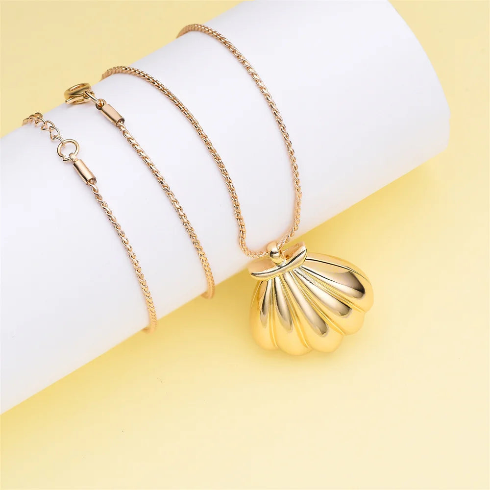 Fashion Melody Mermaid Shell Pendant Design New Luxurious Exquisite Romantic Necklace Jewelry for Wife Daughter Dream Gift Pi-Mart