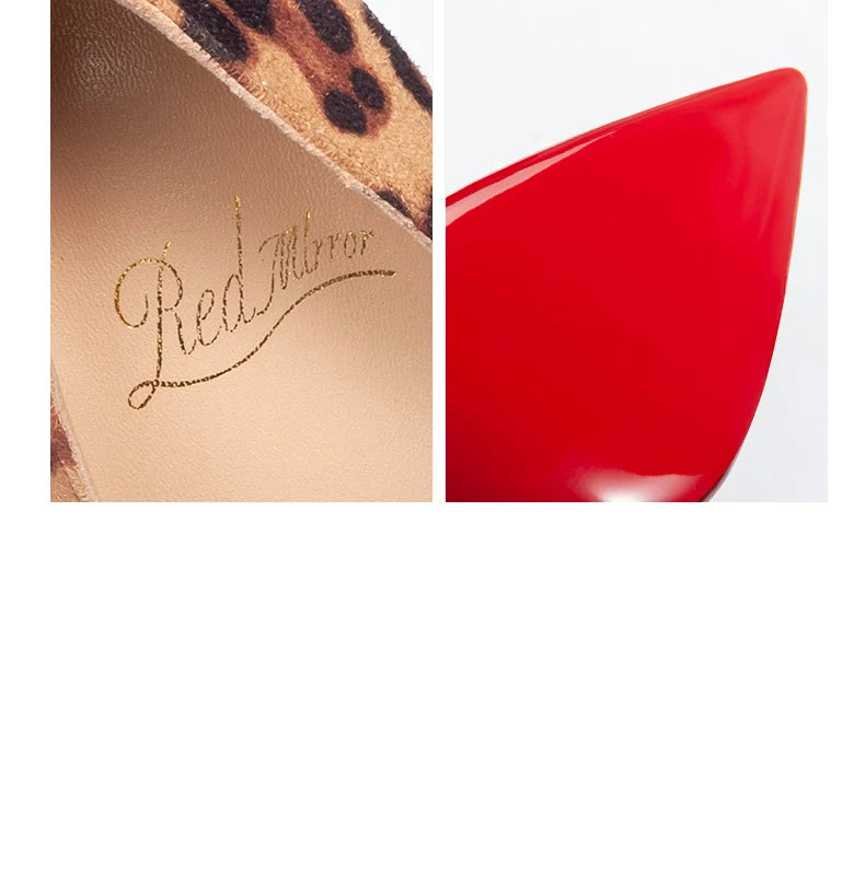 Elegant Women Heeled Luxury Brand Leopard Print Heels 2026 Trend Red Shiny Bottoms Pointed Toe Pumps Prom Ladies Shoes Women 8cm Pi-Mart