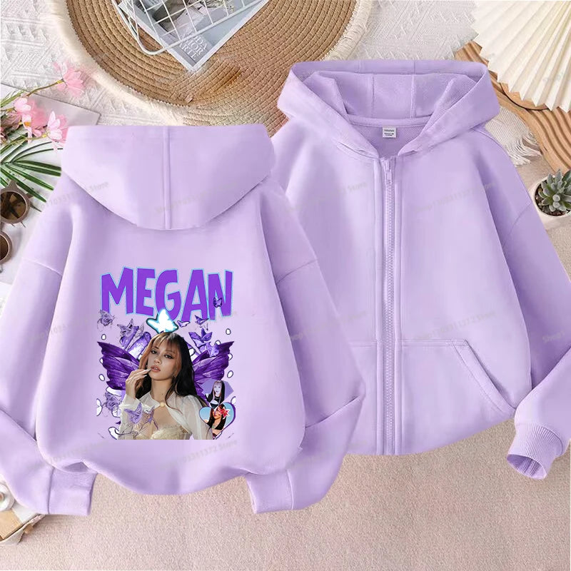 Fashion K POP K-KATSEYE Thin Jacket Cute Printed Coat Girls Sports Clothe Outdoor Workout Casual Top Trendy Birthday Kids Gifts Pi-Mart