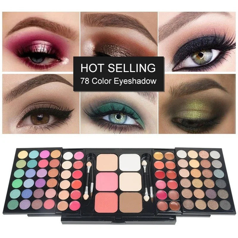 40/74/78 Colors Glitter Eyeshadow Palette Matte Waterproof Long Lasting Pressed Powder Cosmetics Kit  Fashion Women MakeUp Tools LadyShow.Store