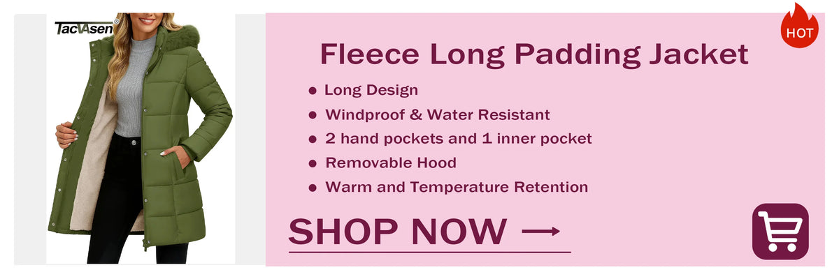 TACVASEN Women's Long Hooded Jacket Fleece Lined Softshell Jacket Waterproof Windproof Hiking Jacket Rain Coat Windbreaker Parka Pi-Mart