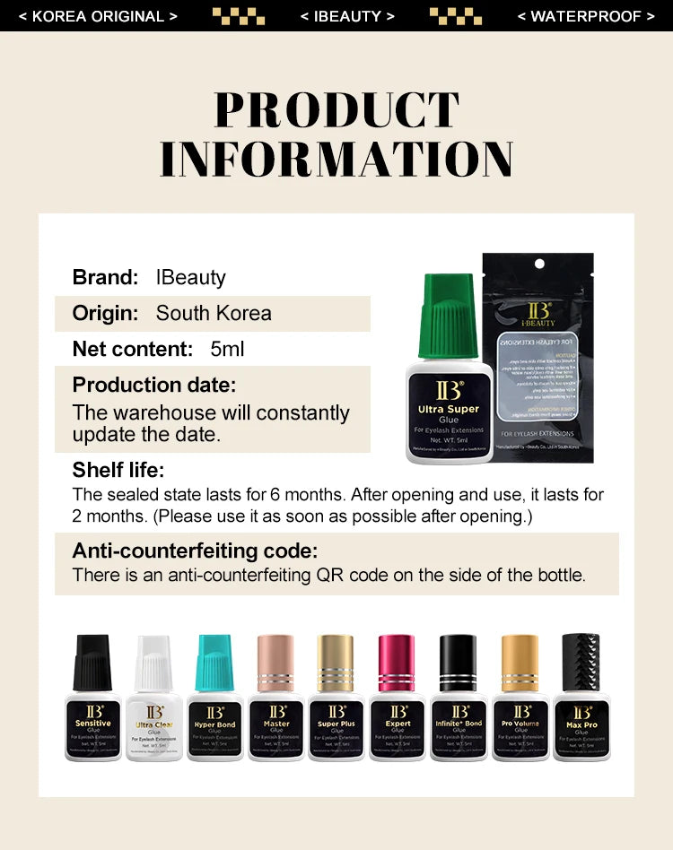 1 Bottle IBeauty Ultra Super Plus Glue Fake Eyelash Extension Korea 0.5s Fast Dry Long Lasting Makeup Tool Adhesive Supplies Pi-Mart