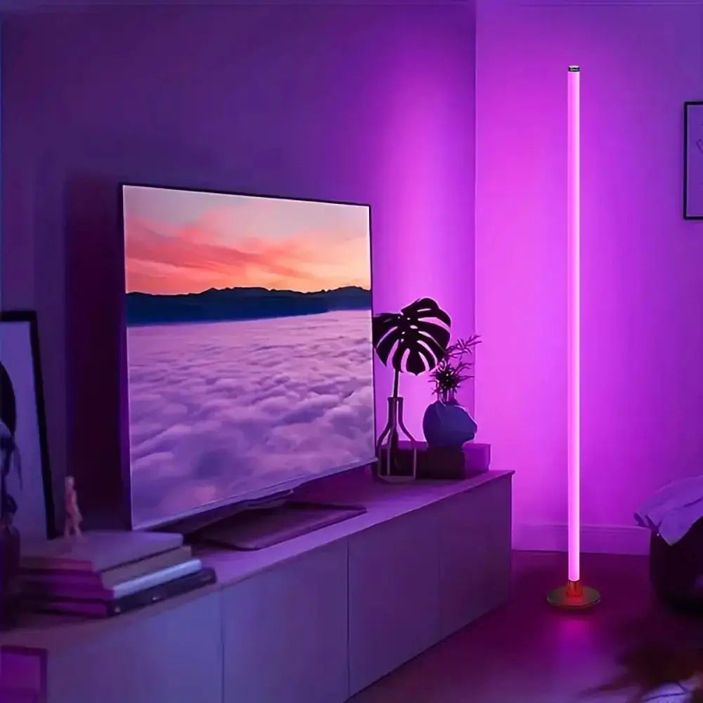Remote Control Smart LED Floor Lamp Music Sync Dual Control Modes Corner Lighting Timer Function APP Control RGB Floor Lamp Pi-Mart