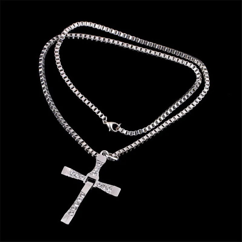 Dominic Toretto The Fast and The Furious Celebrity Vin Diesel Item Crystal Jesus Men Cross Pendant Necklace Gift Jewelry Pi-Mart