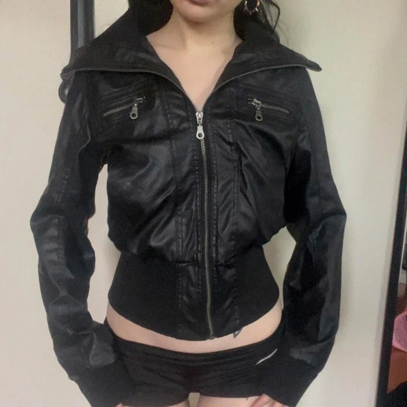 2026 Spring Retro Faux Fur Coats Women 2000s American Vintage Jackets Harajuku Gotihc Punk Clothing Jean Parkas Female Outwear LadyShow.Store
