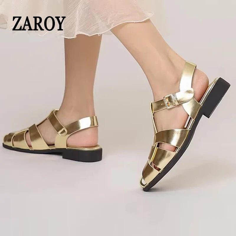 ZAROY Women Sandals Summer 2026 Newest Female Shoes Elegant Office Ladies Sandals Casual Soft Beach Flat Sandalias Roman Zapatos LadyShow.Store