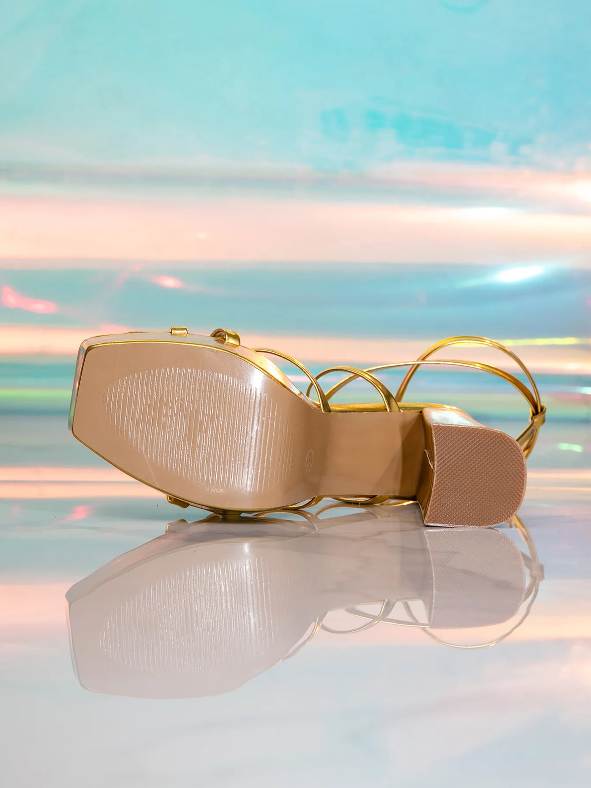 2026 Women's Gold Cross Strap Metallic Strappy Platform High Heels Chunky Sandals Party Evening Footwear Q-353 Pi-Mart