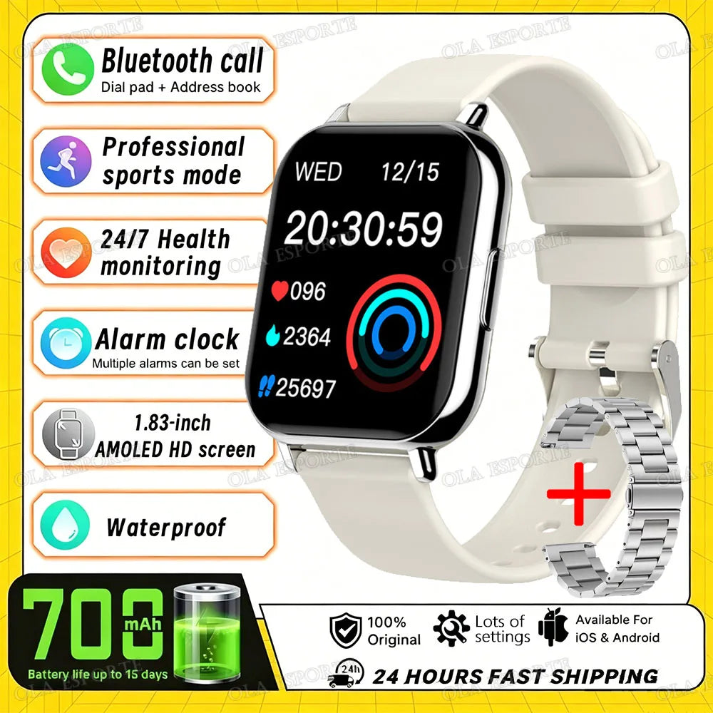 2026 Upgraded Smart Watch Heart Rate Blood Oxygen/Pressure Sleep Monitoring Bluetooth Call Voice Assistant Sport Mode Smartwatch LadyShow.Store